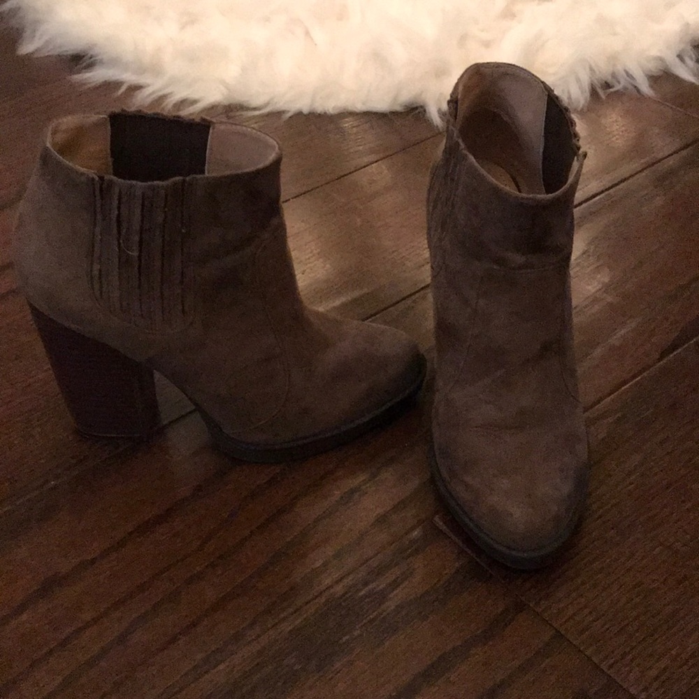 Olive suede booties